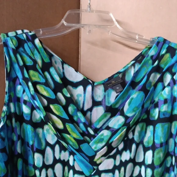 Worthington Vibrant Blue and Green Sleeveless Blouse - Picture 3 of 8